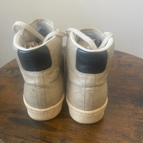 Adidas Men's Pro Model White Snake Skin High-Top Sneakers - Vintage Retro